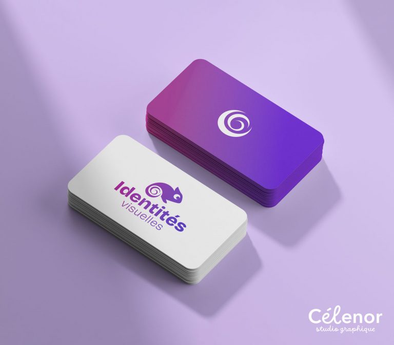 Visuel d'illustration pour la création d'identités visuelles : carte de visite sur laquelle est inscrit "Identités visuelles".