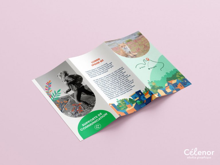 Visuel d'illustration pour la création de supports de communication : plaquette sur laquelle est inscrit "Supports de communication".